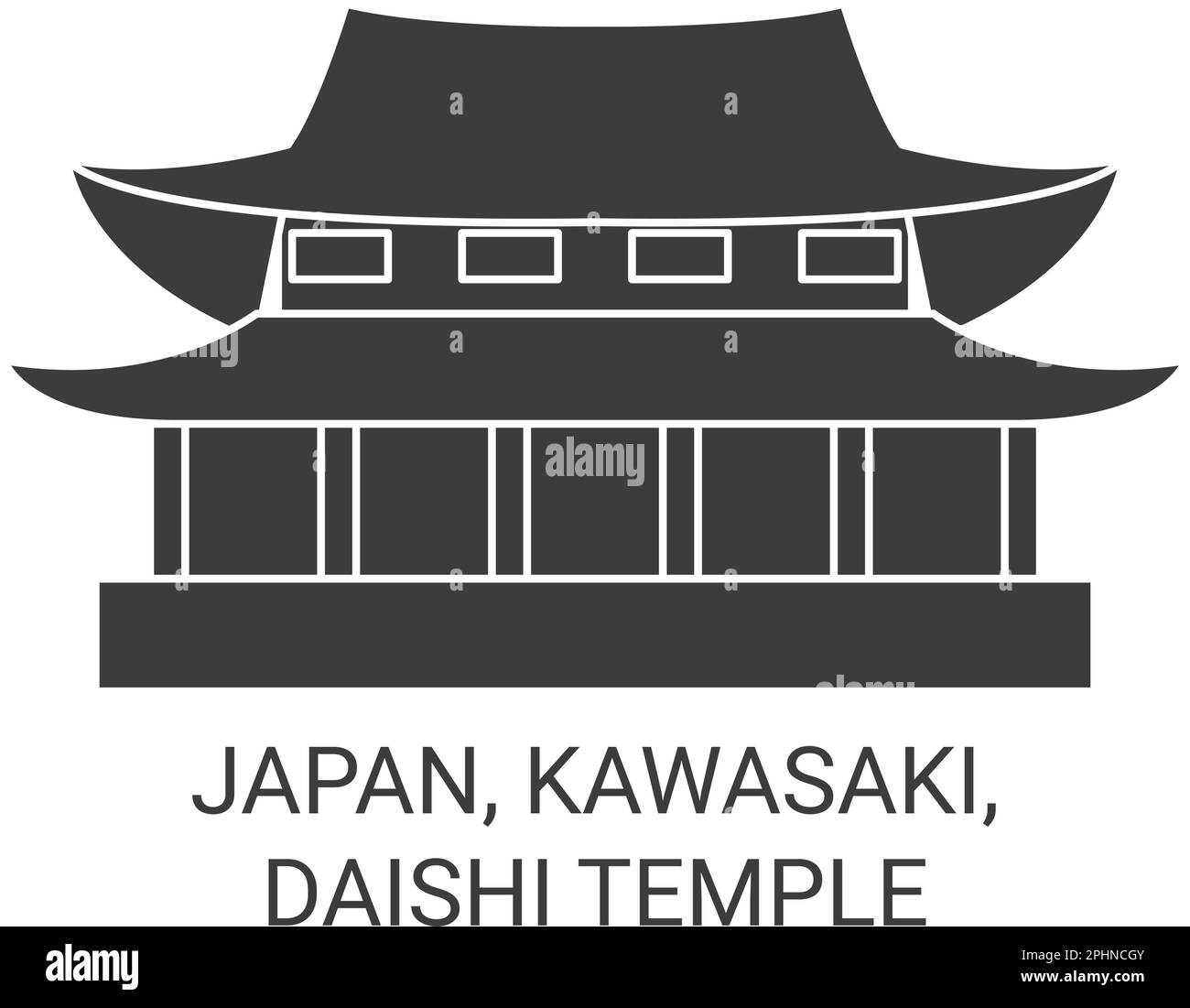 Japan, Kawasaki, Daishi Tempel Reise Wahrzeichen Vektordarstellung Stock Vektor