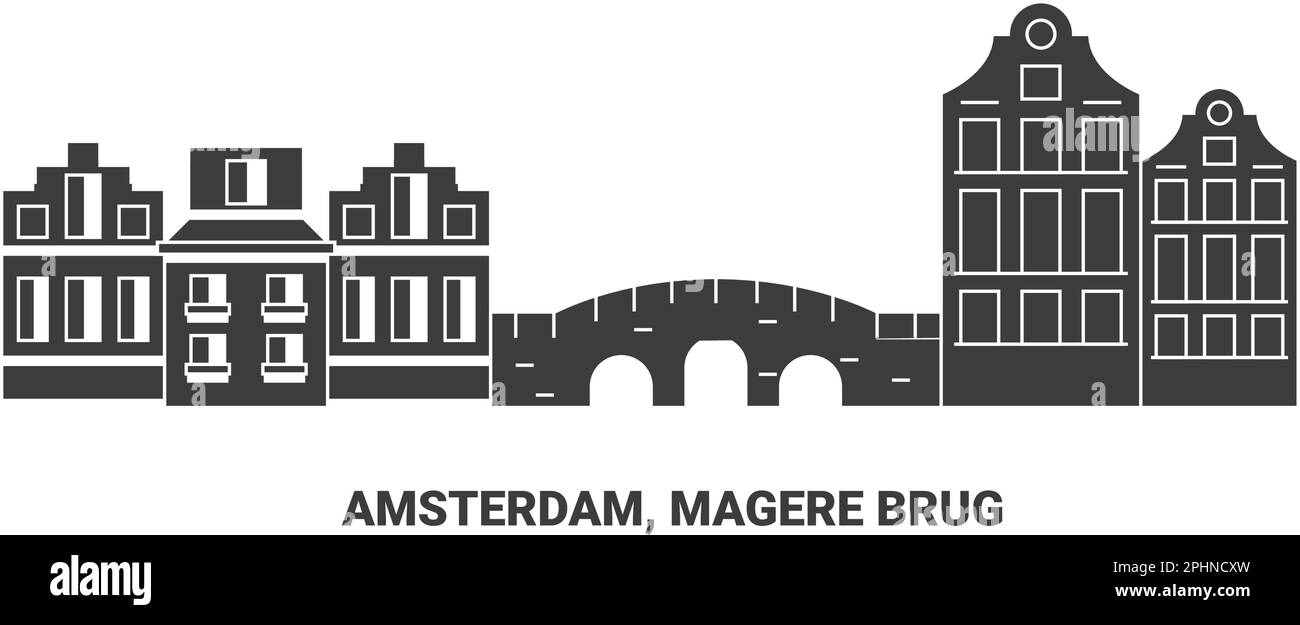 Niederlande, Amsterdam, Magere Brug, Reise-Wahrzeichen-Vektordarstellung Stock Vektor