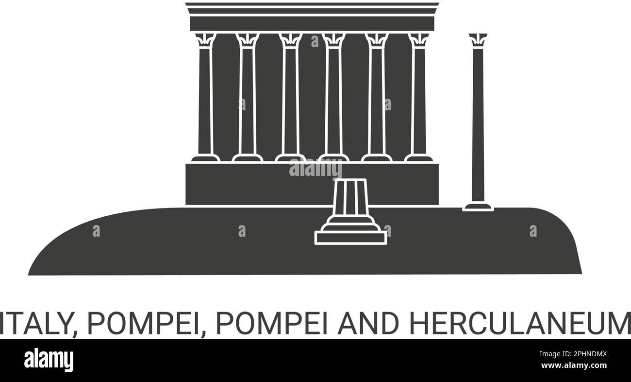 Vektorgrafik für Reisen nach Italien, Pompeji, Pompeji und Herculaneum Stock Vektor
