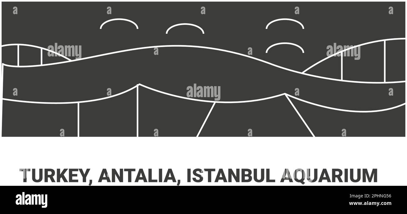 Türkei, Antalia, Istanbul Aquarium, Reise-Wahrzeichen-Vektordarstellung Stock Vektor