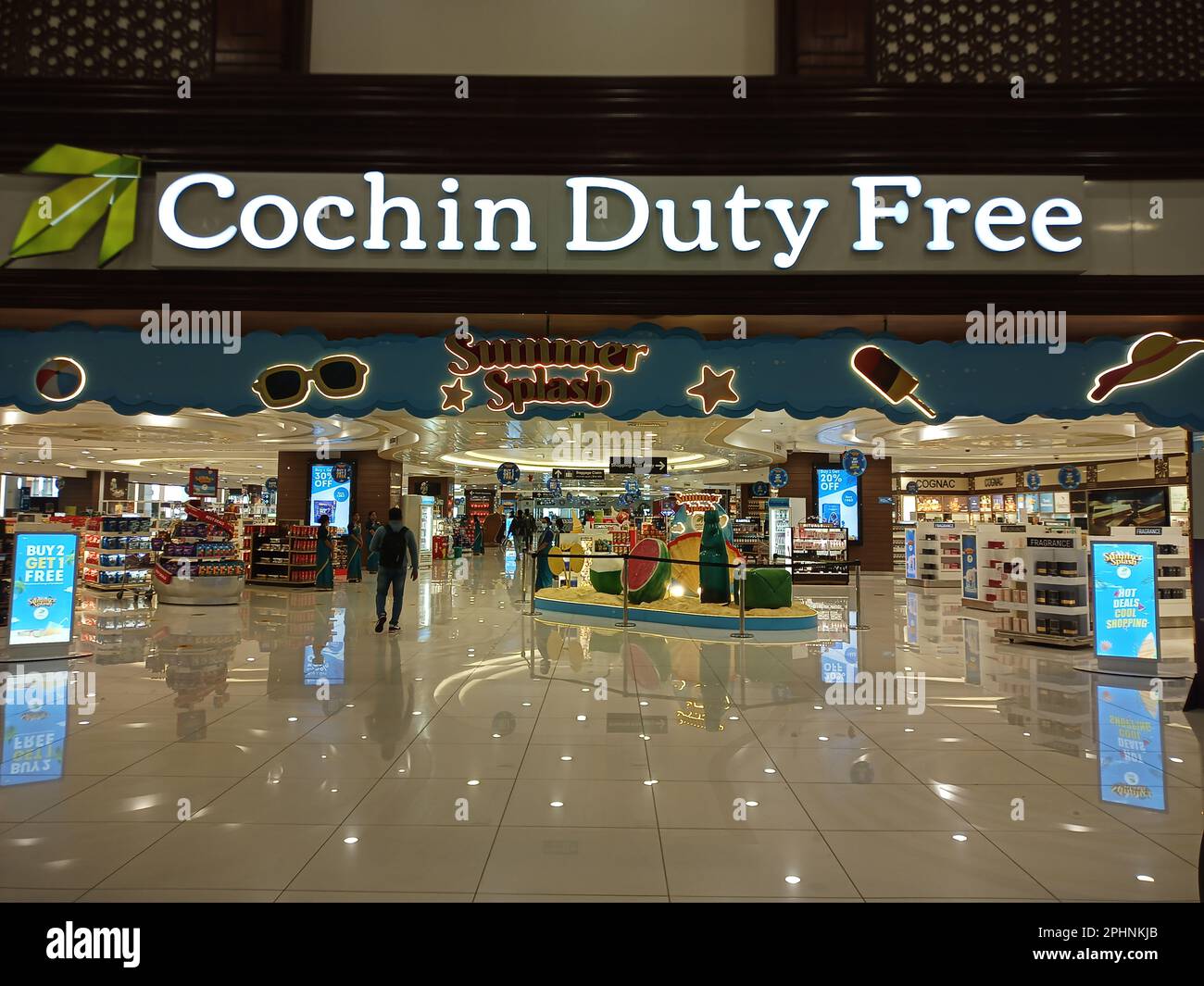 Internationaler Flughafen Cochin, internationaler Flughafen kochi, cochin Duty Free, internationaler Flughafen cochin, kerala, indien, cochin Shopping, cochin Airpor Stockfoto