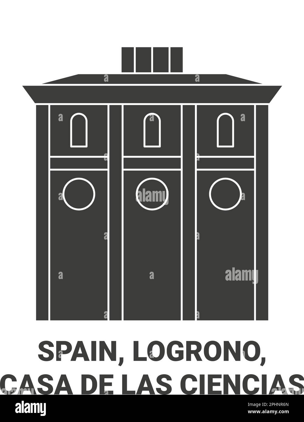 Spanien, Logrono, Casa De Las Ciencias reisen als Vektordarstellung für Wahrzeichen Stock Vektor