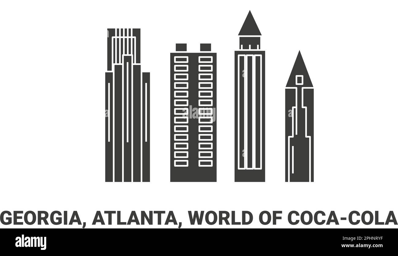 USA, Georgia, Atlanta, World of CocaCola, Reise-Wahrzeichen-Vektordarstellung Stock Vektor