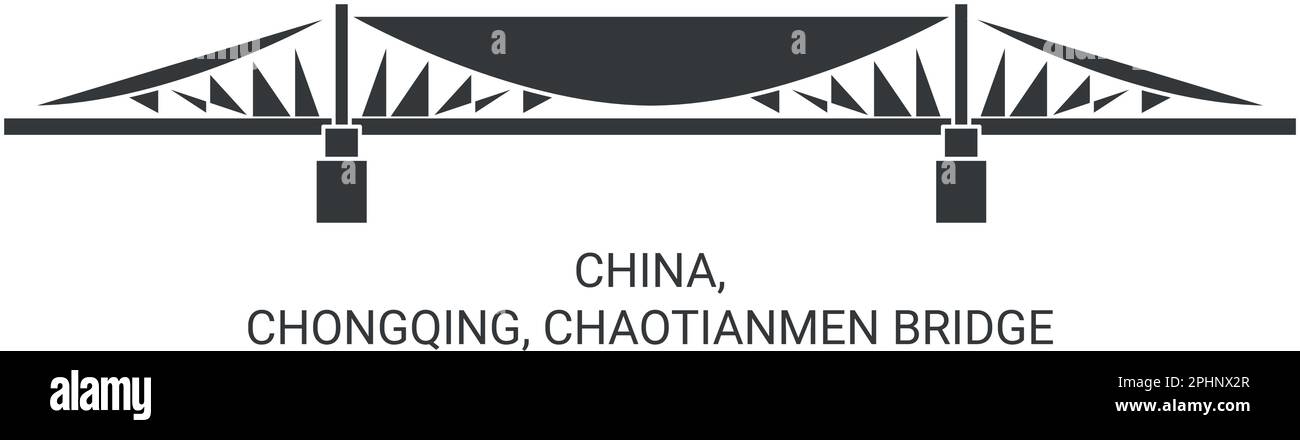China, Chongqing, Chaotianmen-Brücke Reise-Wahrzeichen-Vektordarstellung Stock Vektor