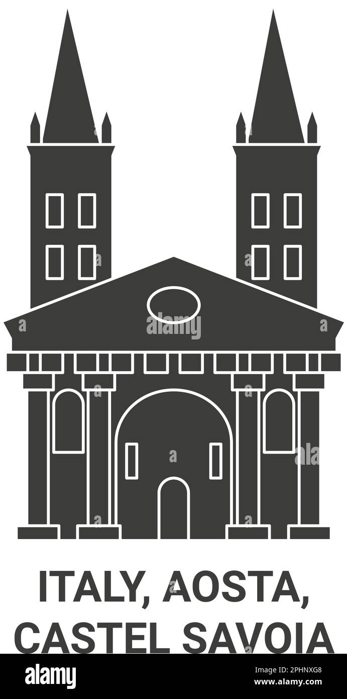Italien, Aosta, Castel Savoia reisen Wahrzeichen Vektordarstellung Stock Vektor