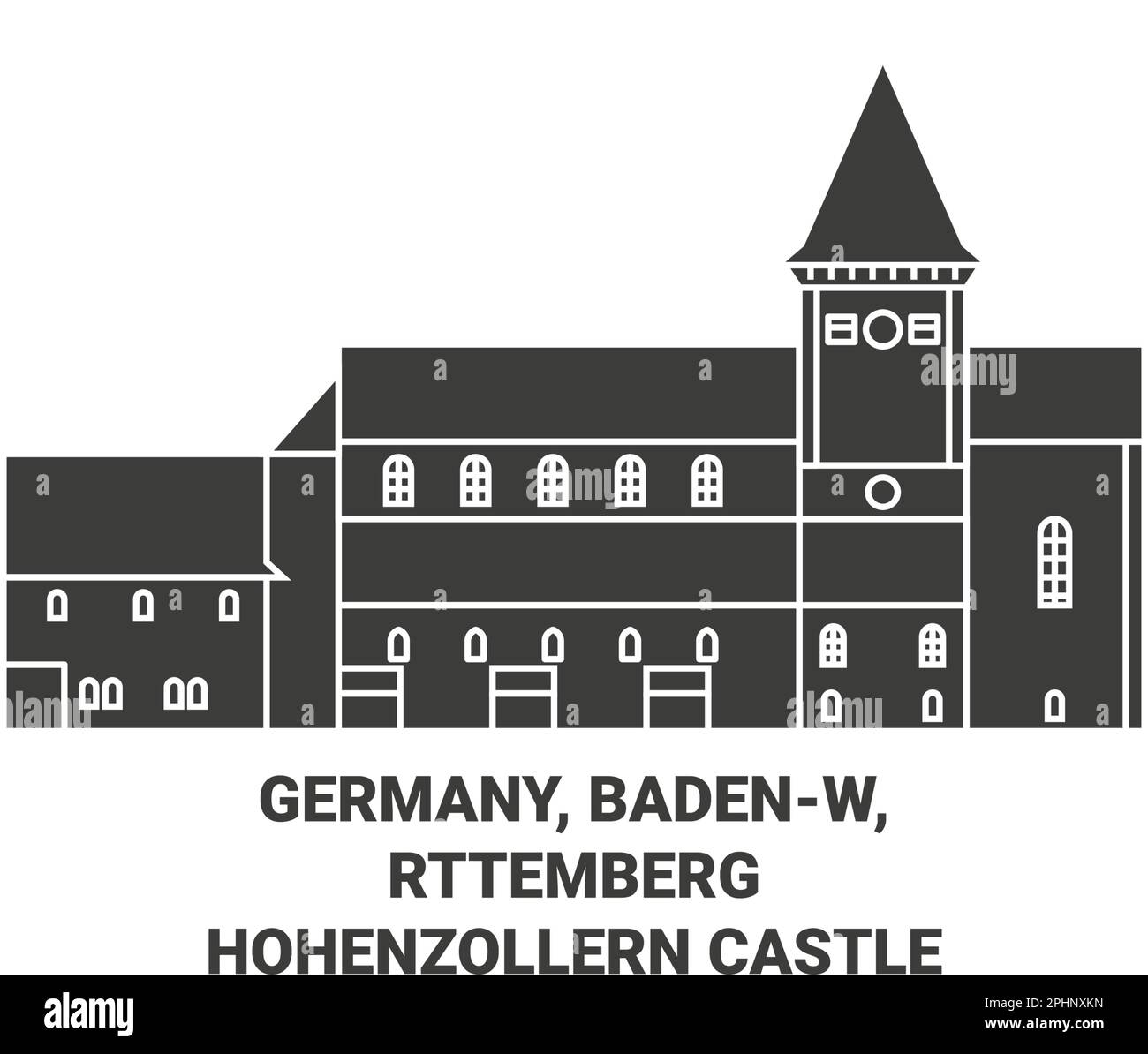 Deutschland, Badenw, Schloss Rttemberghohenzollern Reise-Wahrzeichen Vektordarstellung Stock Vektor