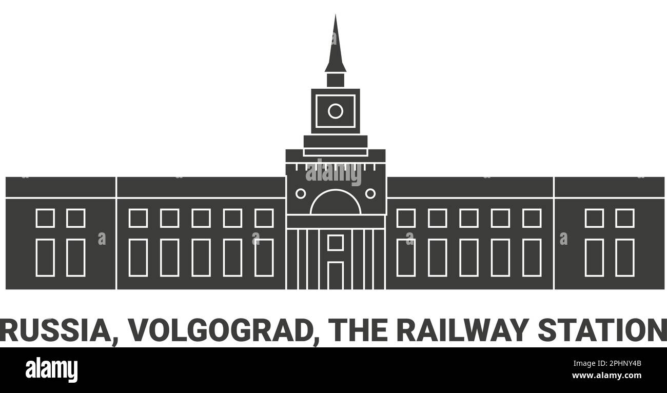 Russland, Wolgograd, der Bahnhof, Reise-Wahrzeichen-Vektordarstellung Stock Vektor