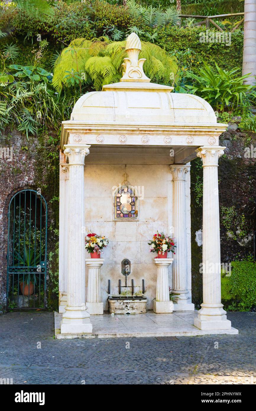 Trinkbrunnen gewidmet unserer Lieben Frau von Monte Conception, Monte, Funchal, Madeira, Portugal Stockfoto