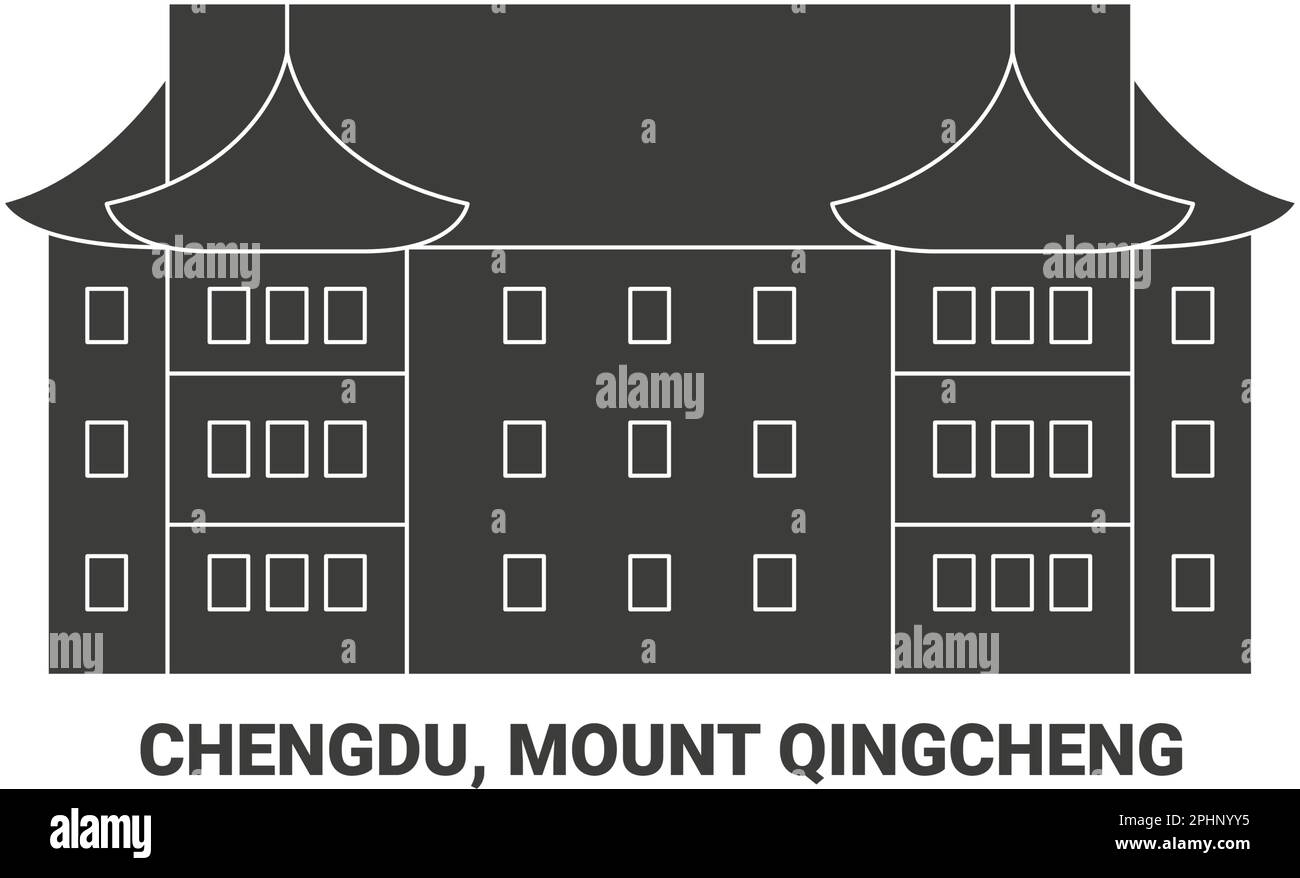 China, Chengdu, Mount Qingcheng, Reise-Wahrzeichen-Vektordarstellung Stock Vektor