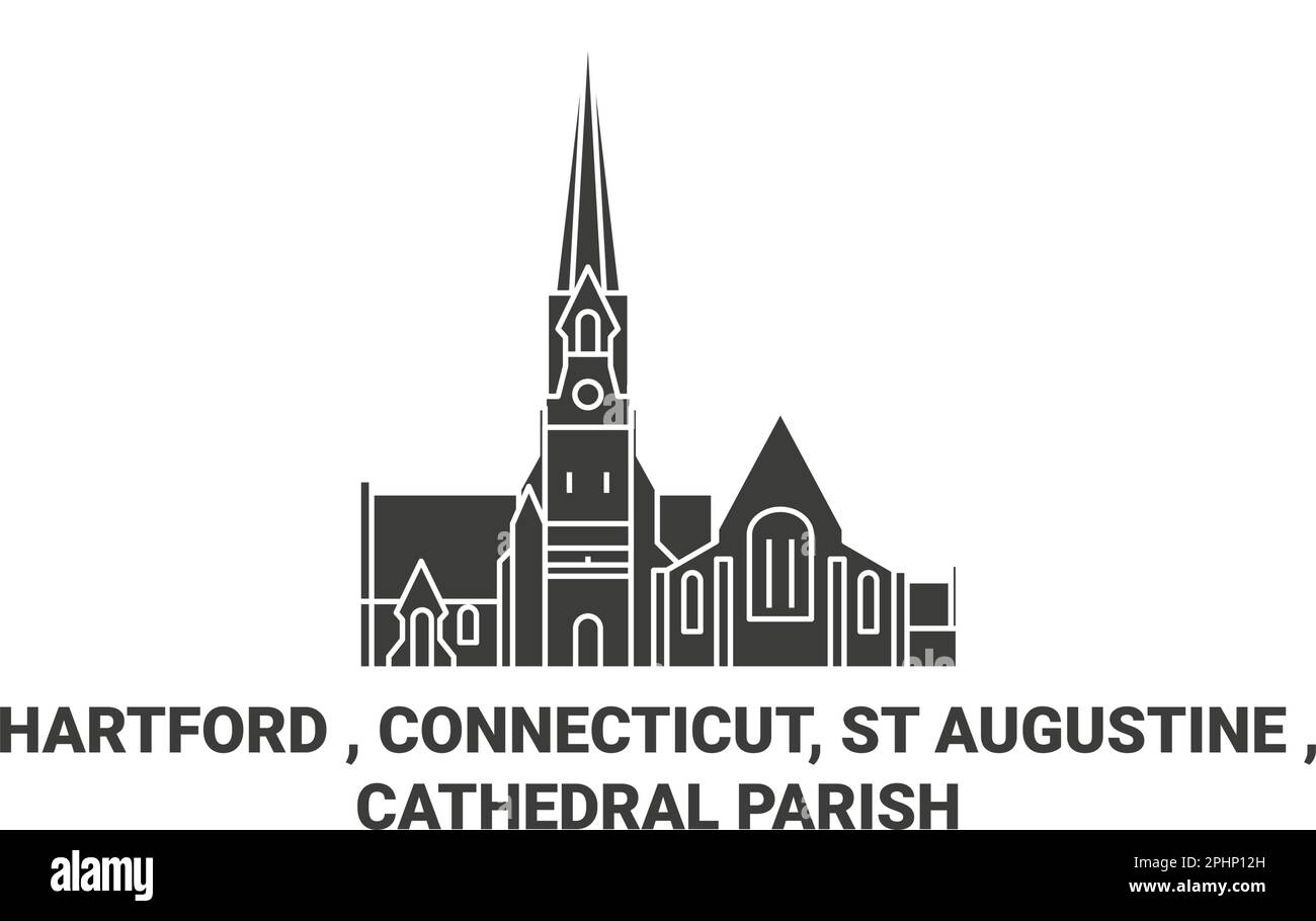 Vereinigte Staaten, Hartford , Connecticut, St Augustine , Cathedral Parish Reise Landmark Vector Illustration Stock Vektor