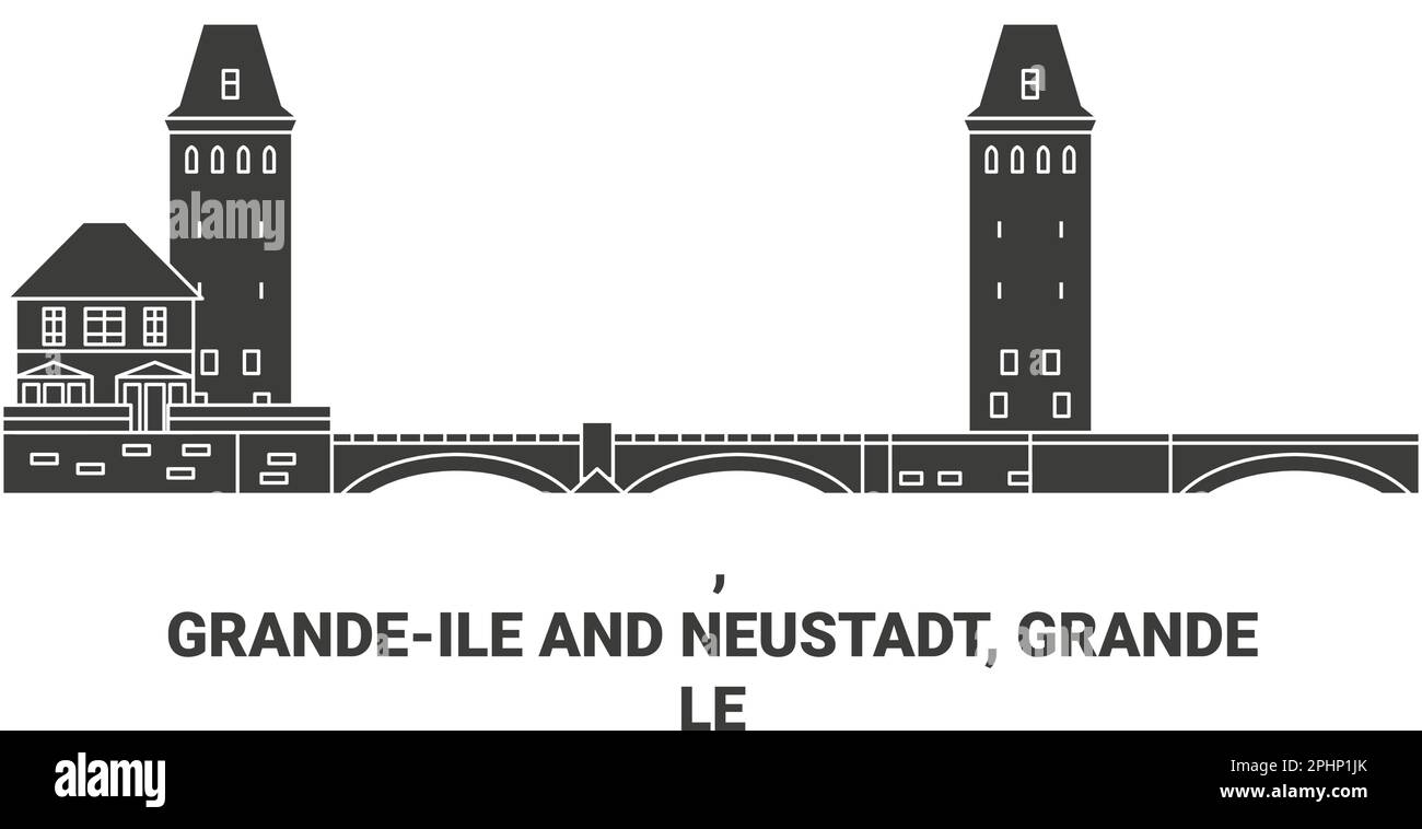 Frankreich, Grandeile und Neustadt, Grande Le Travel Wahrzeichen Vektordarstellung Stock Vektor