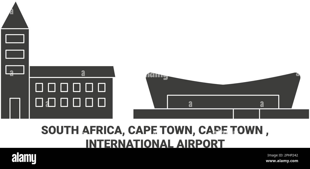 Südafrika, Kapstadt, Kapstadt, internationaler Flughafen Reise Wahrzeichen Vektordarstellung Stock Vektor