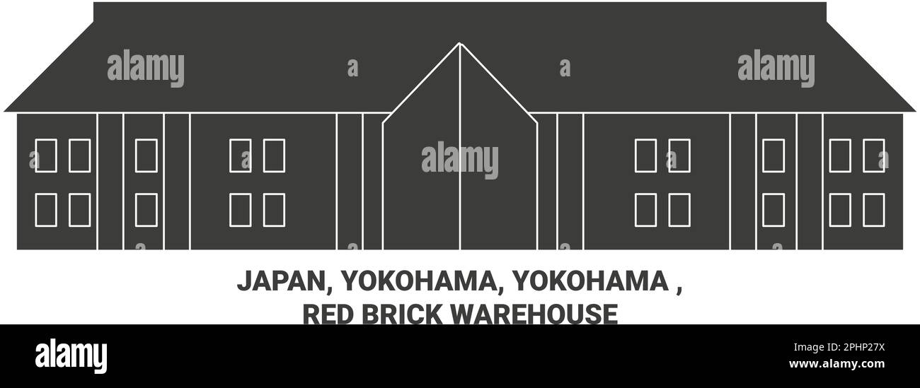 Japan, Yokohama, Yokohama, Red Brick Warehouse Reise-Wahrzeichen-Vektordarstellung Stock Vektor