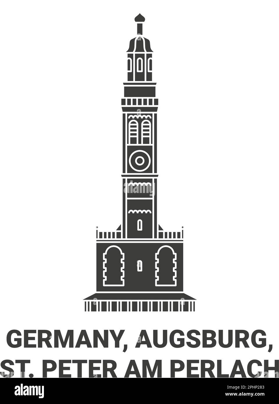 Deutschland, Augsburg, St. Peter am Perlach Reise-Wahrzeichen-Vektordarstellung Stock Vektor