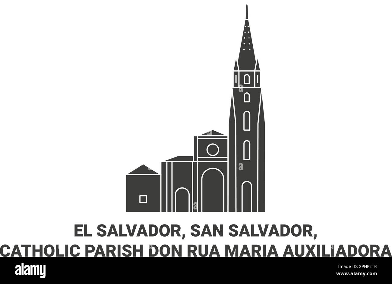 El Salvador, San Salvador, katholische Gemeinde Don Rua Maria Auxiliadora Reise Wahrzeichen Vektordarstellung Stock Vektor