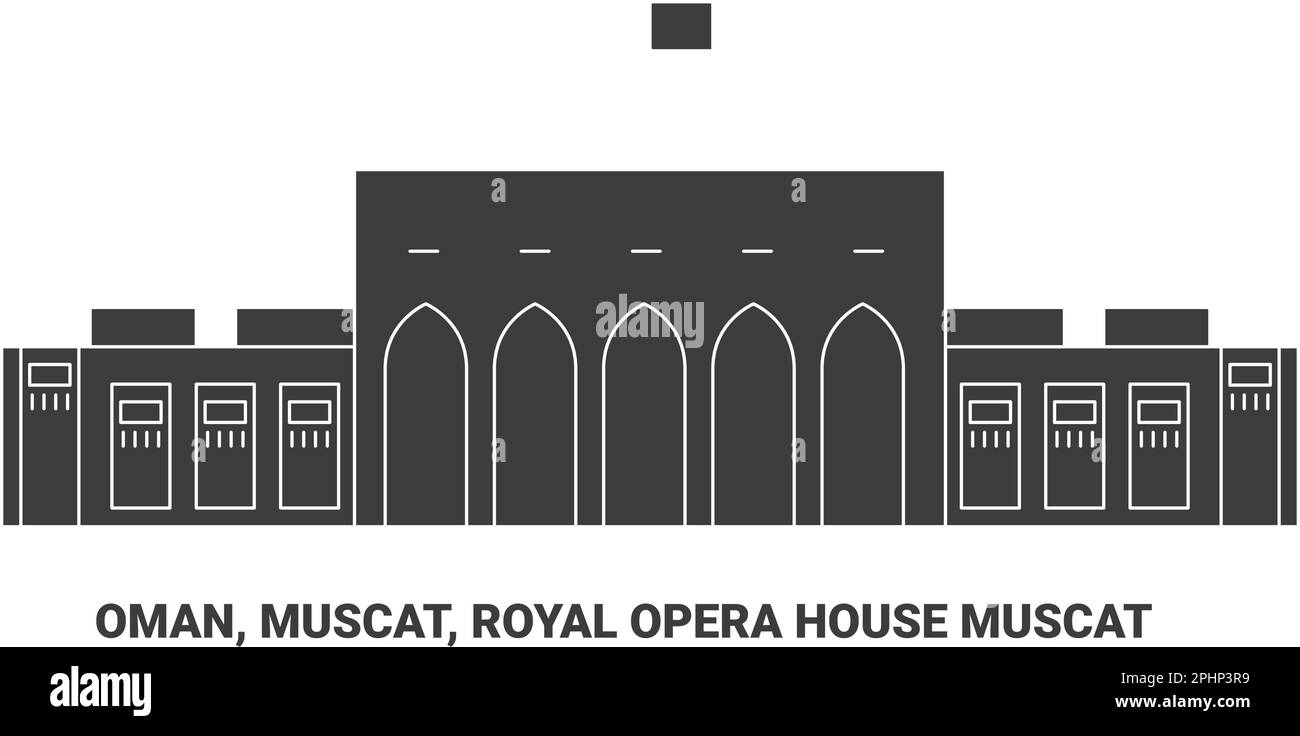 Oman, Muscat, Königliches Opernhaus Muscat, Reise-Wahrzeichen-Vektordarstellung Stock Vektor