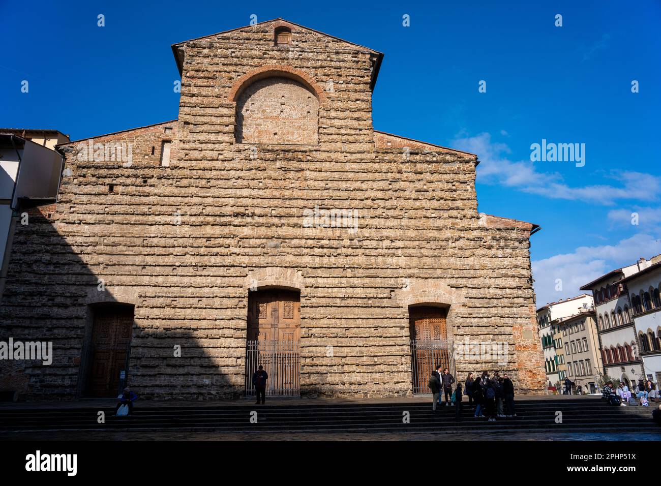 Unvollendete Fassade der Kirche San Lorenzo in Florenz Stockfoto