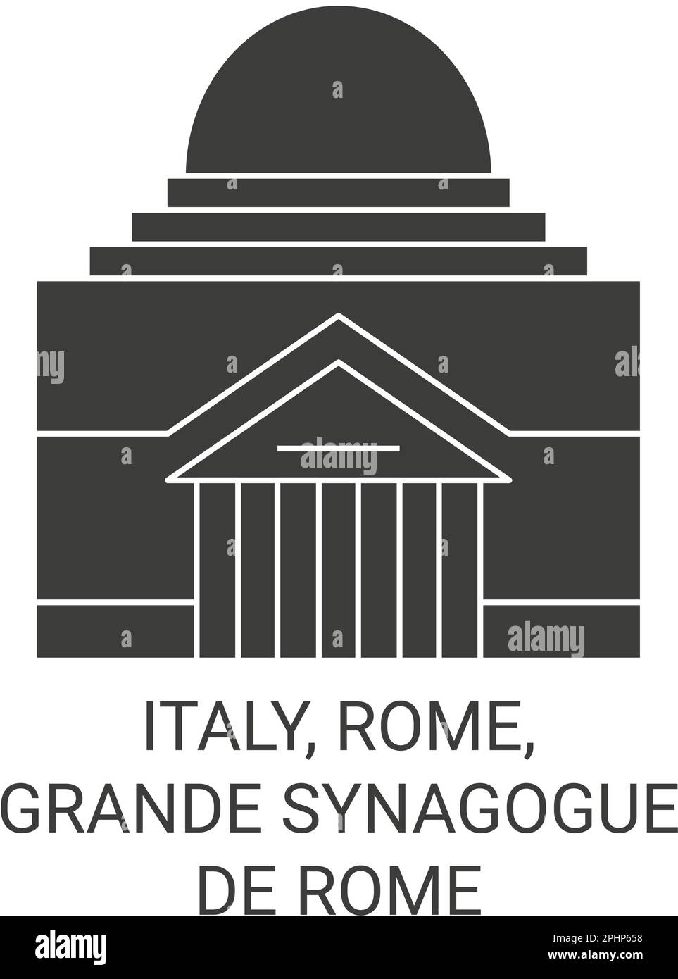 Italien, Rom, Grande Synagoge De Rome. Darstellung des Vektors der Orientierungspunkte für die Reise Stock Vektor