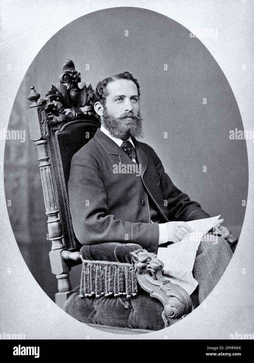 Arthur Schuster, deutscher britischer Physiker, mit Blick nach links, 38 Jahre alt, altes Foto von 1888 Stockfoto