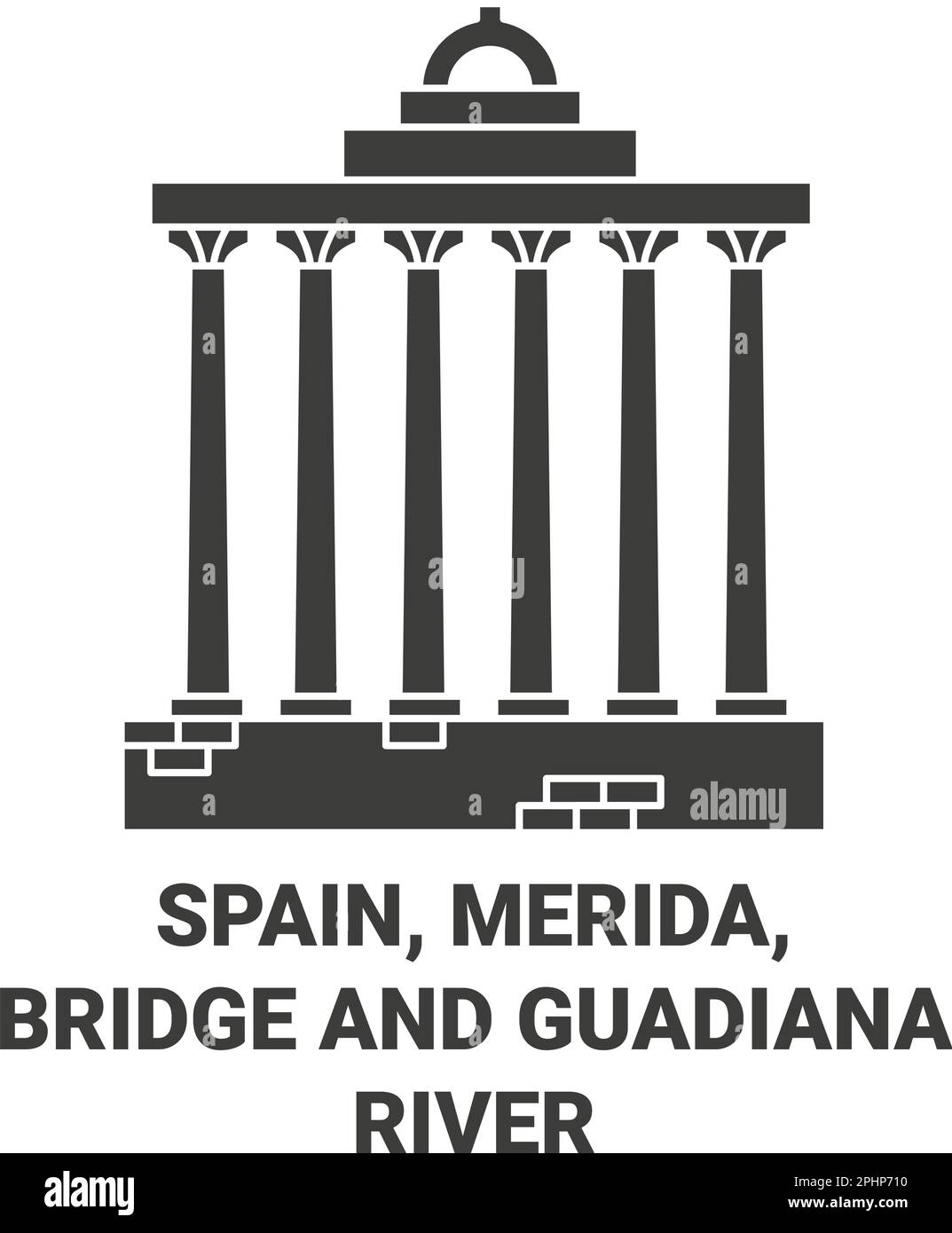 Spanien, Merida, Brücke und Guadiana River reisen als Vektorgrafik Stock Vektor