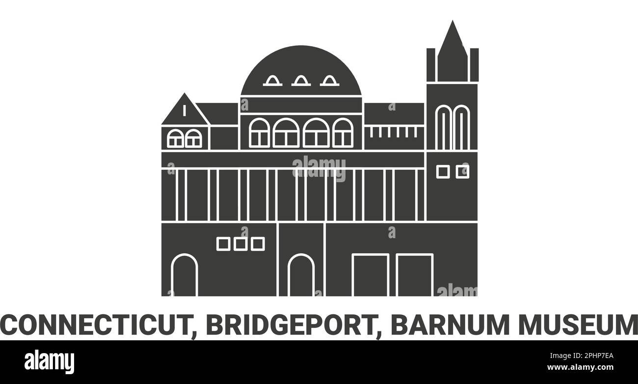 USA, Connecticut, Bridgeport, Barnum Museum, Reise-Wahrzeichen-Vektordarstellung Stock Vektor