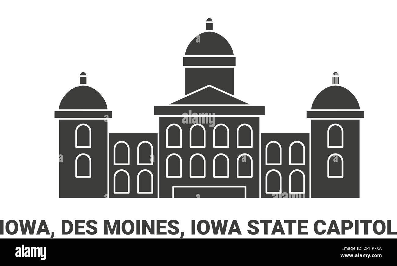 USA, Iowa, des Moines, Iowa State Capitol, Reise-Wahrzeichen-Vektordarstellung Stock Vektor
