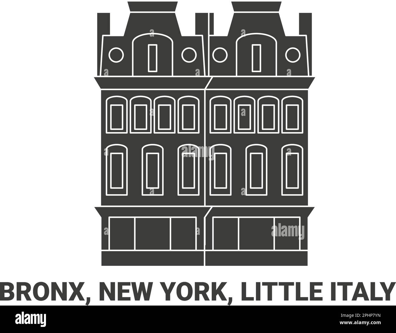 USA, Bronx, New York, Little Italy, Reise-Wahrzeichen-Vektordarstellung Stock Vektor