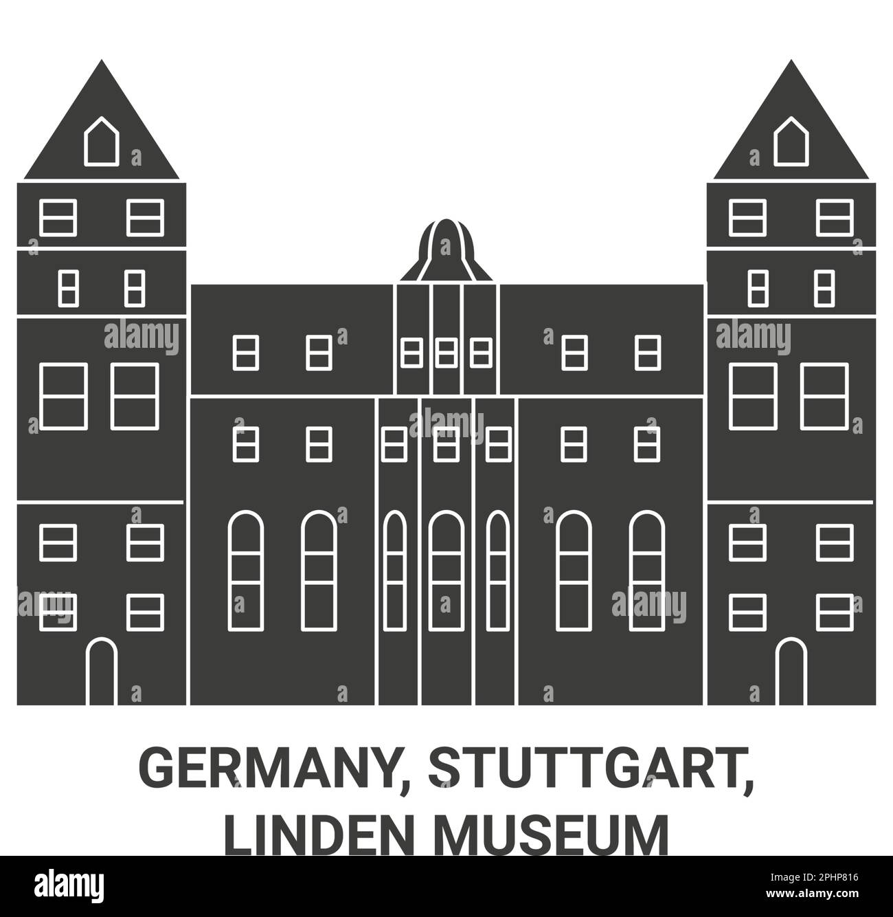 Deutschland, Stuttgart, Linden-Museum Reise-Wahrzeichen-Vektordarstellung Stock Vektor