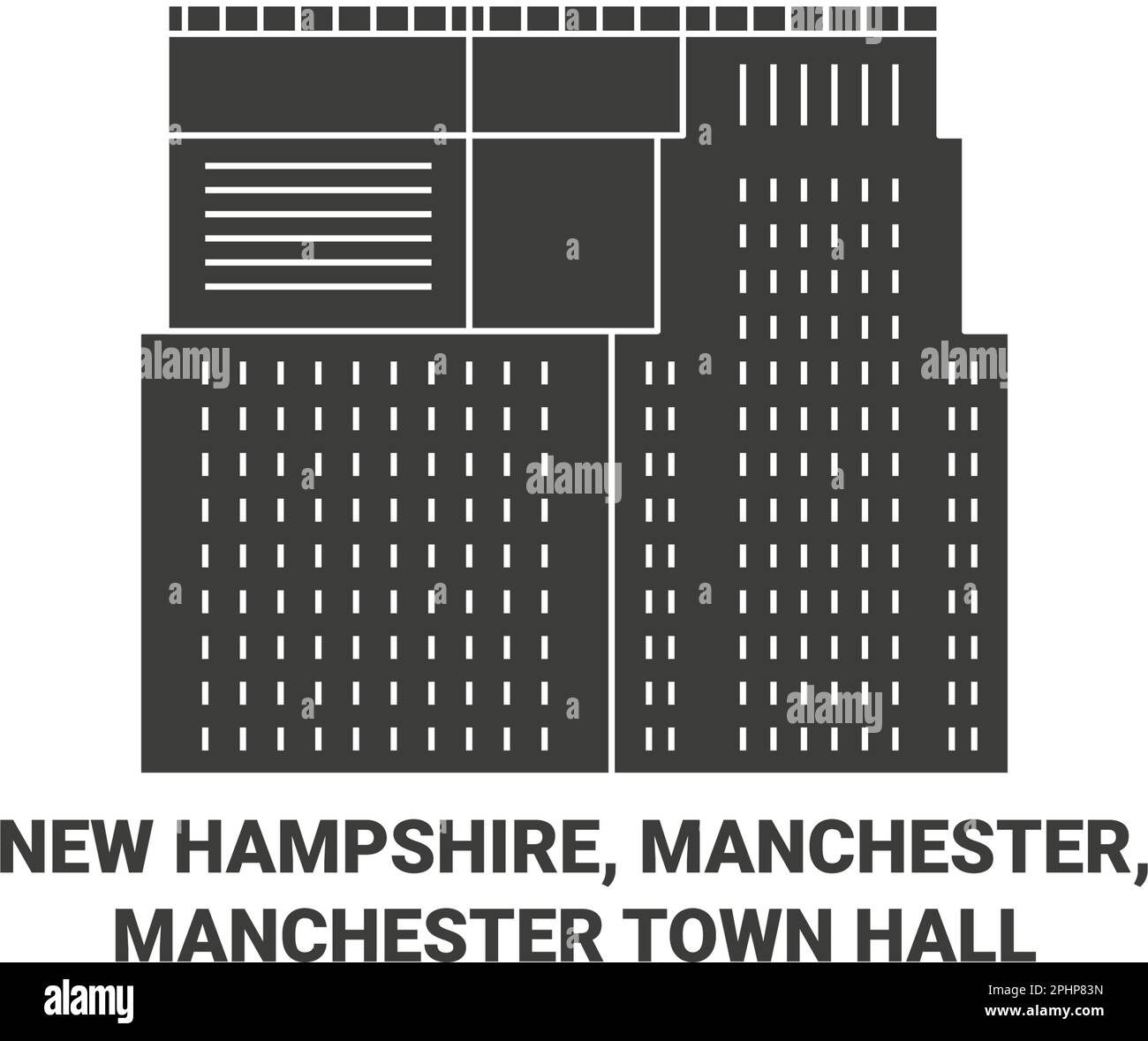 USA, New Hampshire, Manchester, Manchester Town Hall Reise-Wahrzeichen Vektordarstellung Stock Vektor