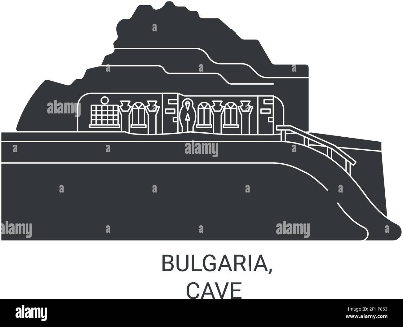 Bulgarien, Landmarke der Höhlenreise, Vektordarstellung Stock Vektor