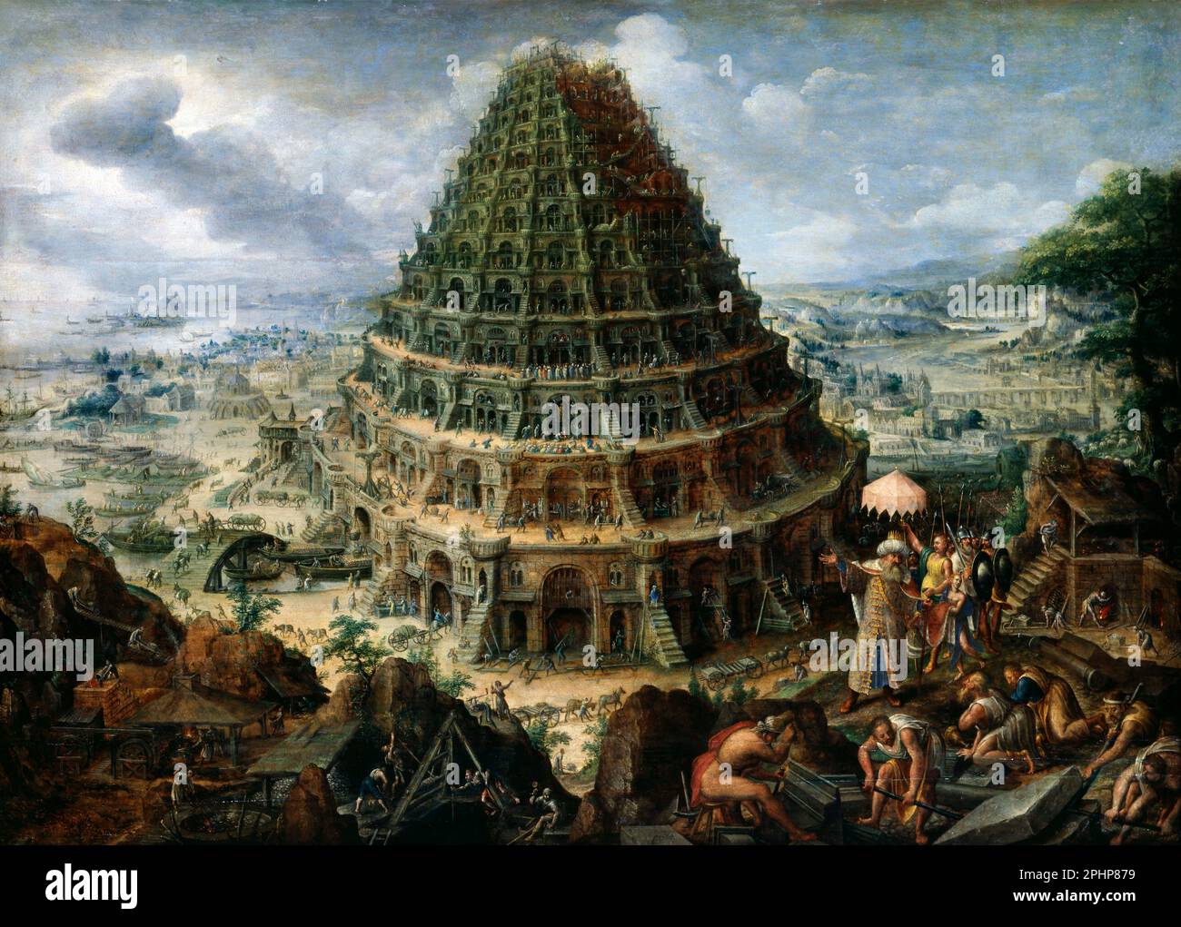 Der Turm von Babel von Marten van Valckenborch oder (1535-1612), 1595 Stockfoto