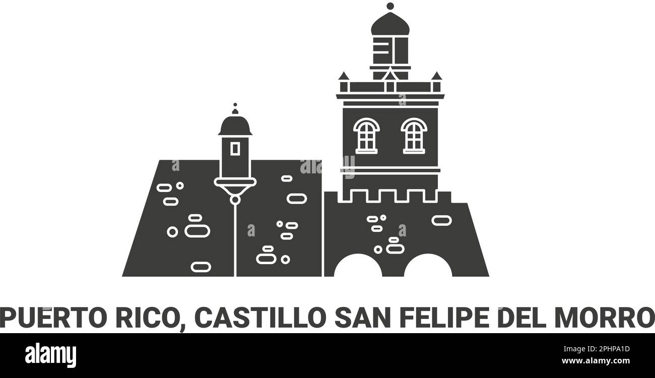 Puerto Rico, Castillo San Felipe Del Morro, Reise-Wahrzeichen-Vektordarstellung Stock Vektor