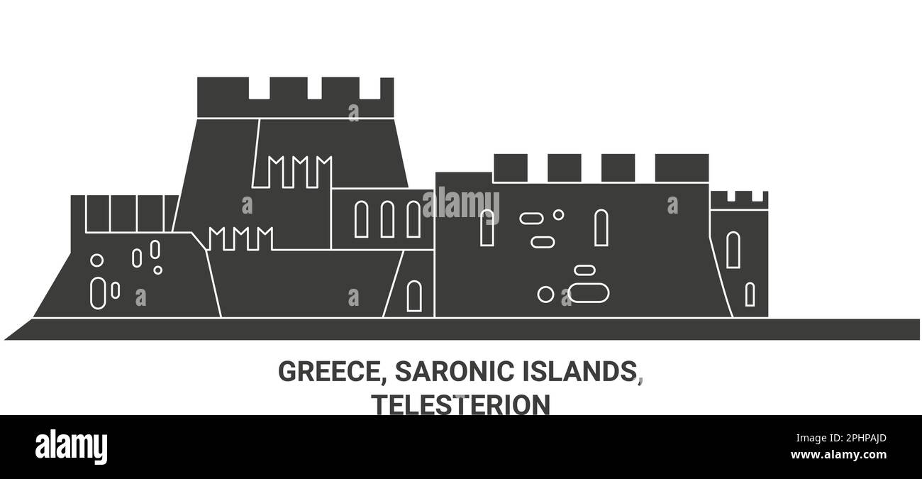 Griechenland, Saronische Inseln, Telesterion Reise Wahrzeichen Vektordarstellung Stock Vektor