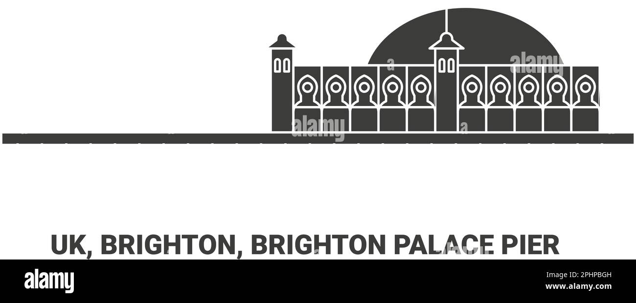 England, Brighton, Brighton Palace Pier, Reise-Wahrzeichen-Vektor-Illustration Stock Vektor