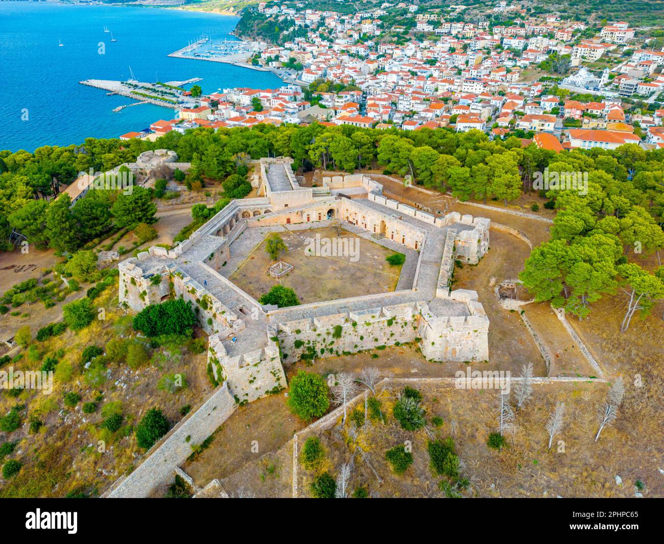 Panorama der Burg Pylos in Griechenland. Stockfoto