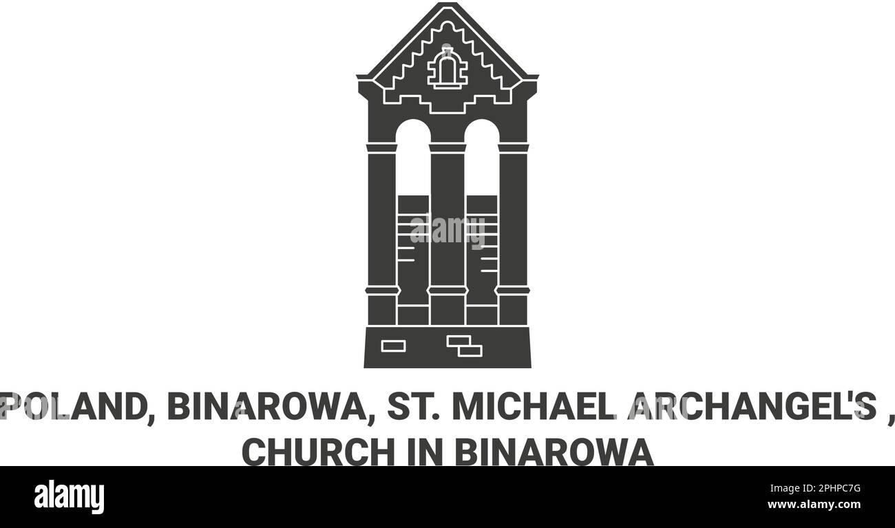 Polen, Binarowa, St. Michael Archangel's , Kirche in Binarowa Reise-Wahrzeichen-Vektordarstellung Stock Vektor