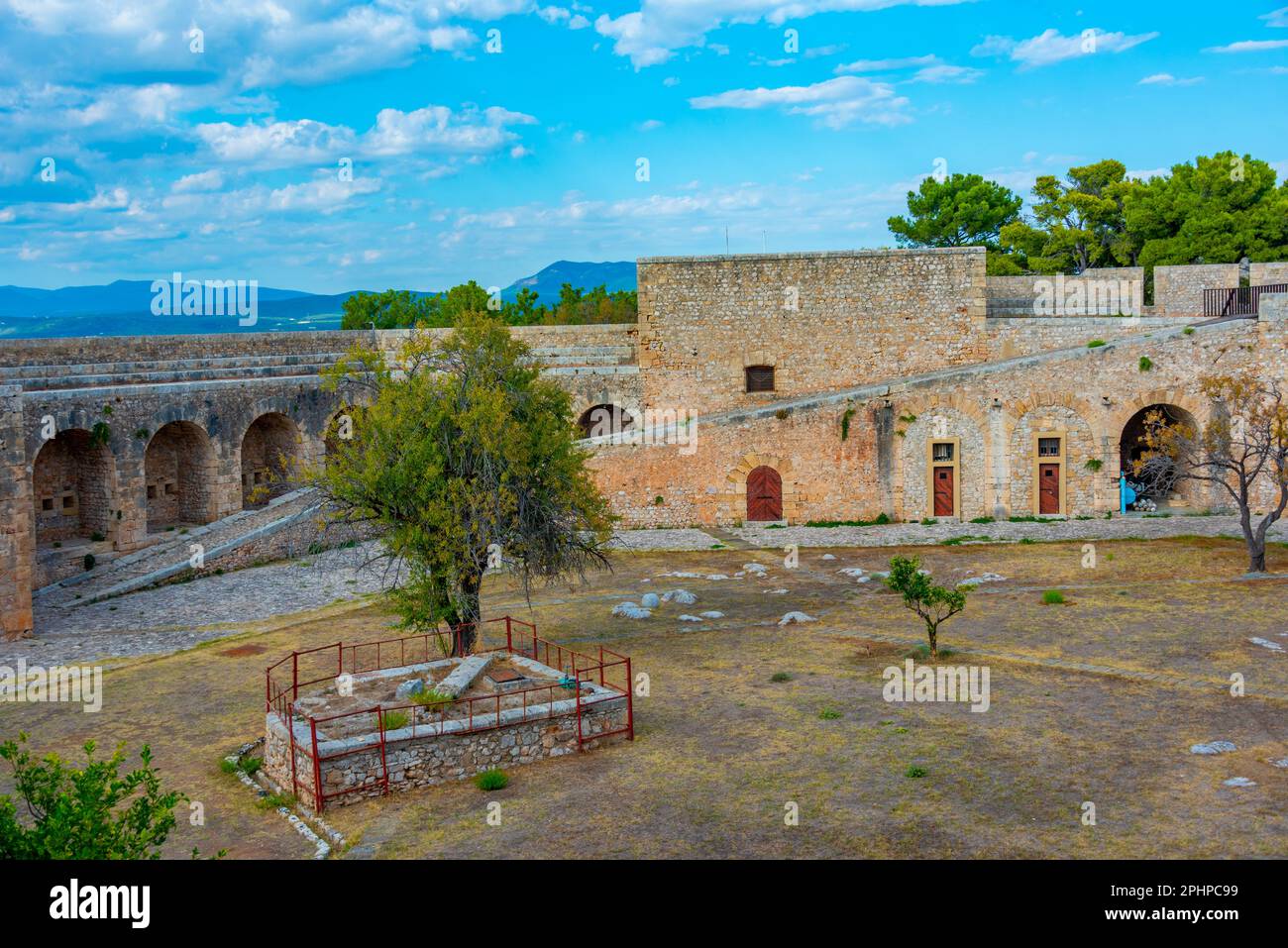 Blick auf die Burg Pylos in Griechenland. Stockfoto