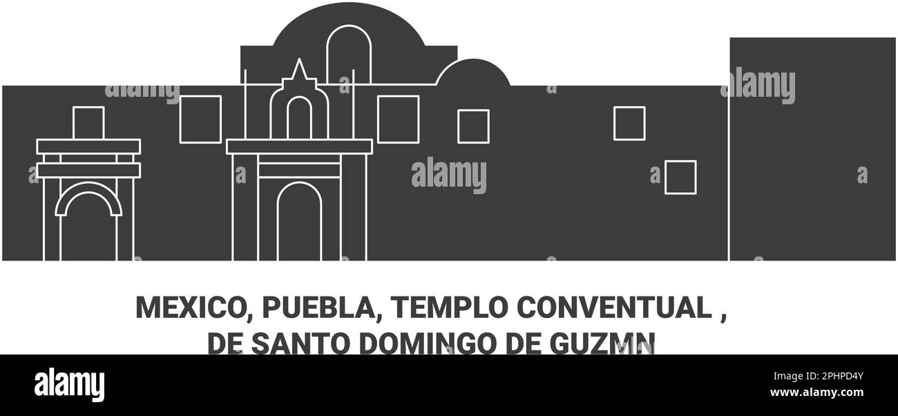 Mexiko, Puebla, Templo Conventual, De Santo Domingo De Guzmn Reise Wahrzeichen Vektordarstellung Stock Vektor