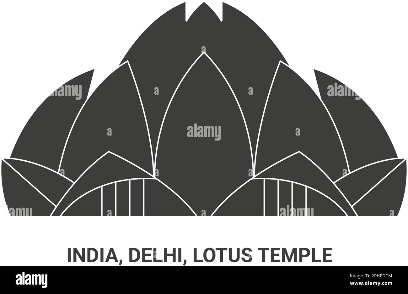 Indien, Delhi, Lotus-Tempel, Reise-Wahrzeichen-Vektordarstellung Stock Vektor