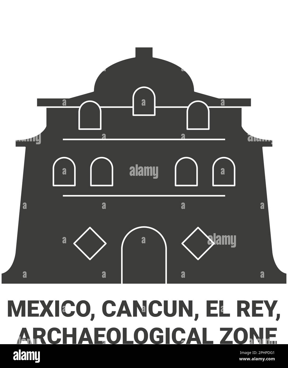 Mexiko, Cancun, El Rey, Archäologische Zone Reise Landmarke Vektordarstellung Stock Vektor