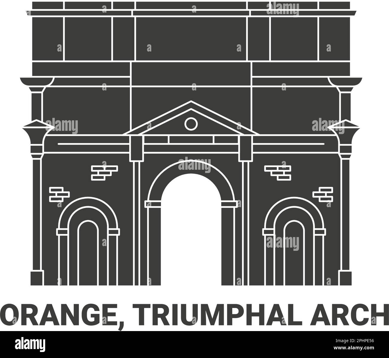 Frankreich, Orange, Triumphbogen, Reise-Wahrzeichen-Vektordarstellung Stock Vektor