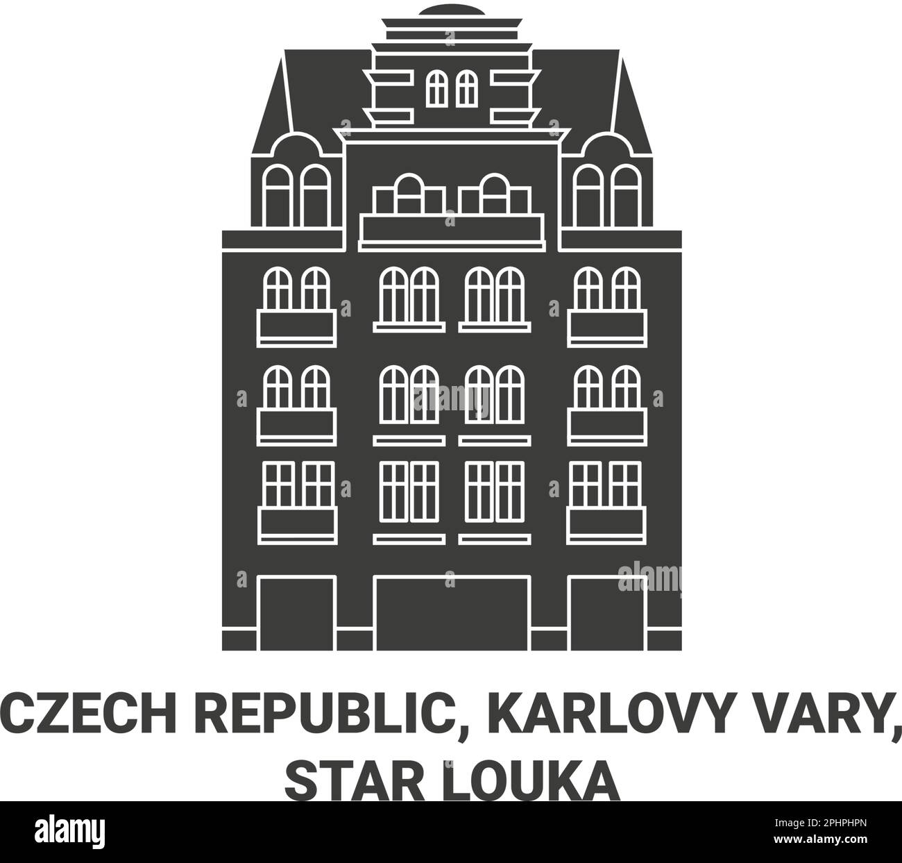 Tschechische Republik, Karlsbad, Star Louka Reise-Wahrzeichen-Vektordarstellung Stock Vektor
