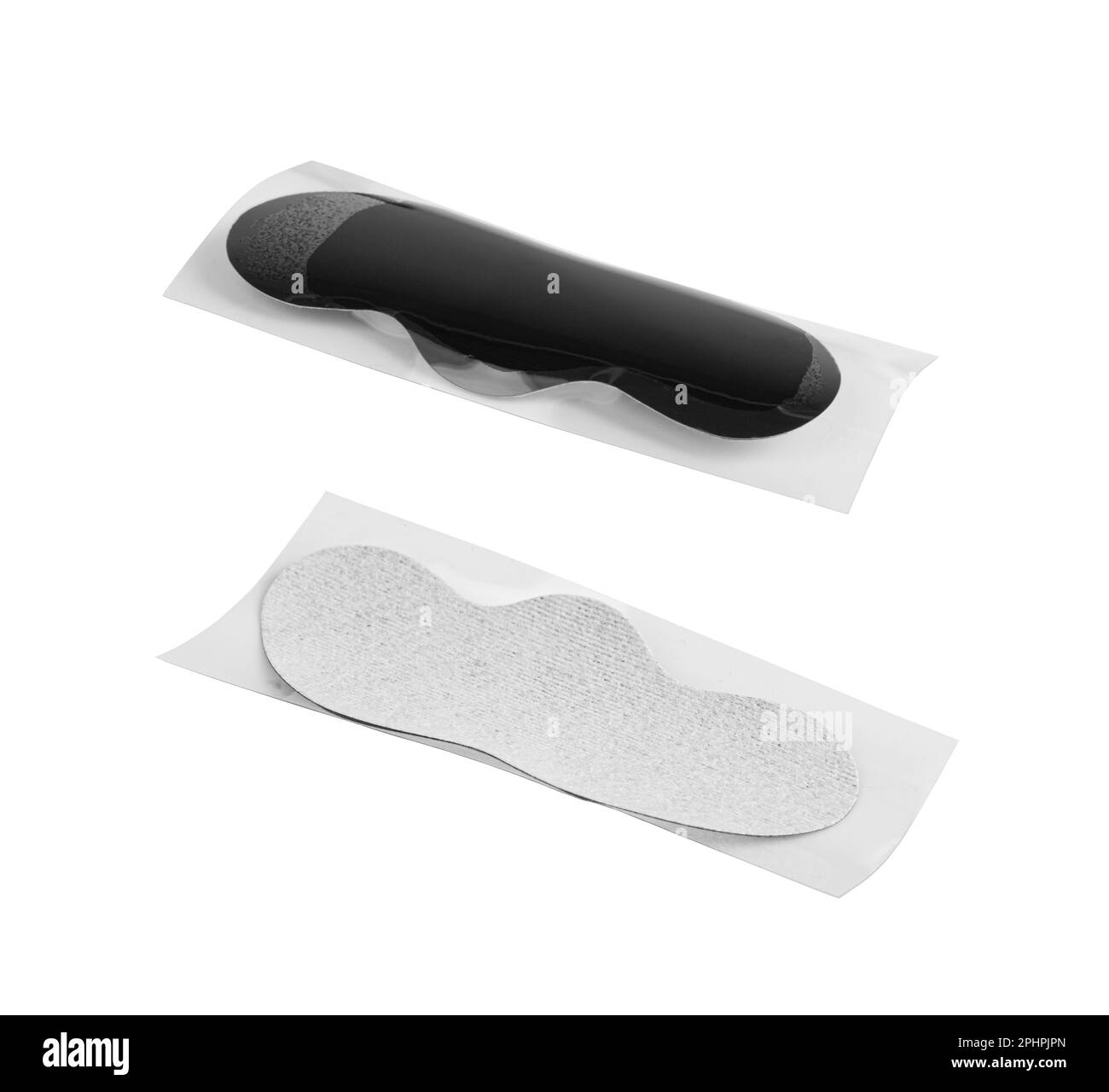 Nose Pore Strip Isolated, Nose Patch, Blackhead Clean Strips, Cleansing Charcoal Mask Set on White Background, Clipping Path Stockfoto