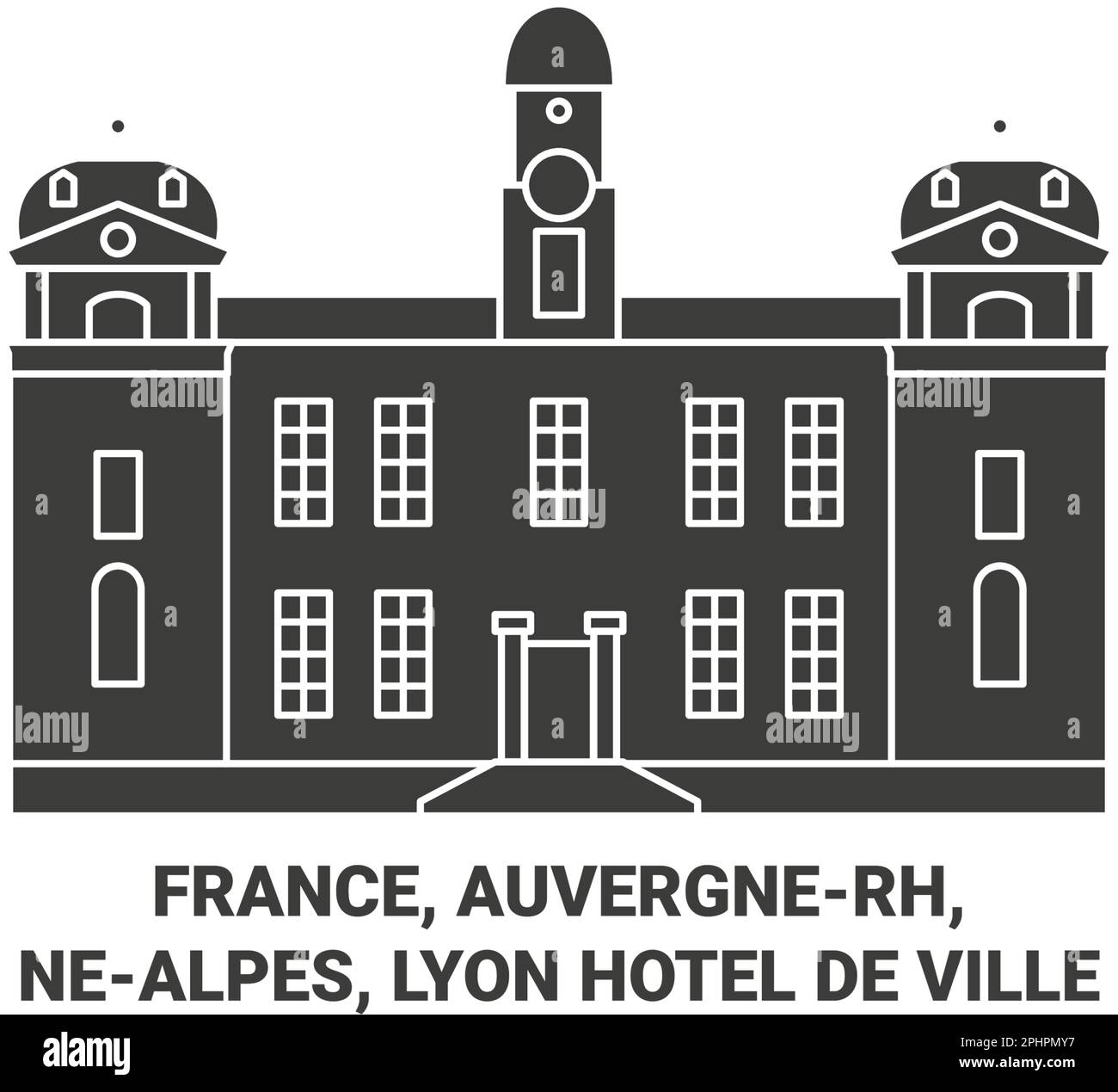 Frankreich, Auvergnerh, Nealpes, Lyonhtel De Ville Travel Landmark Vector Illustration Stock Vektor