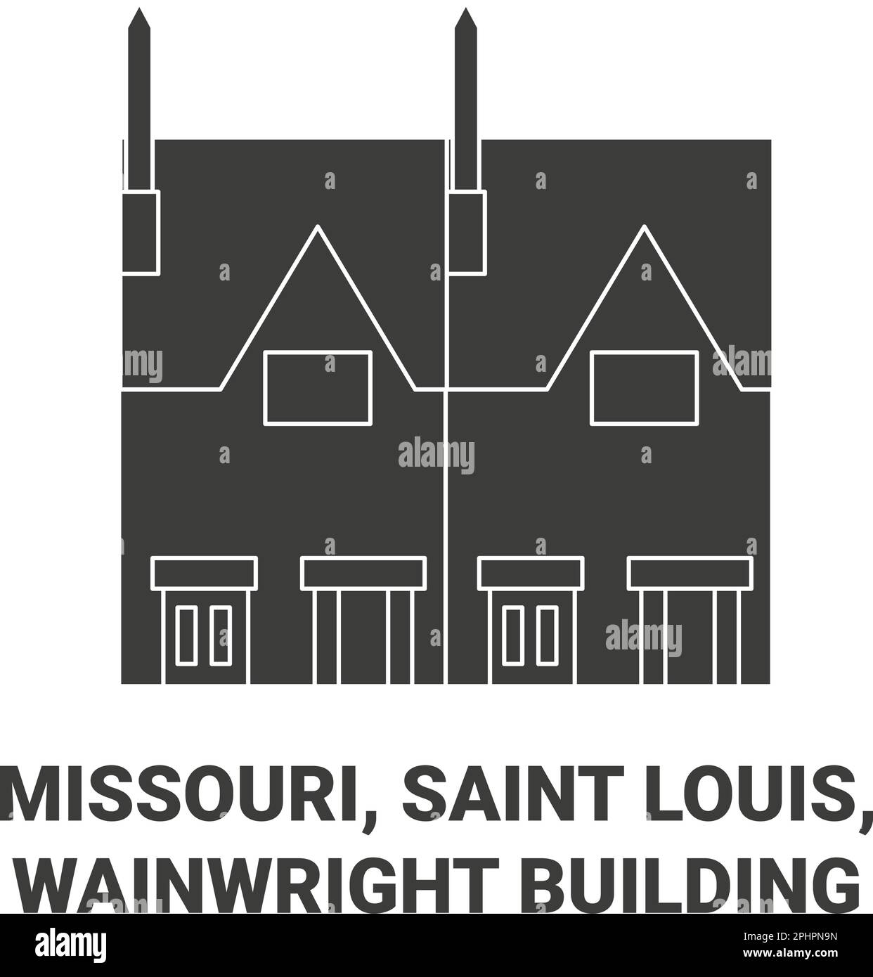 Vektorgrafik der Reise durch die USA, Missouri, Saint Louis, Wainwright Building Stock Vektor