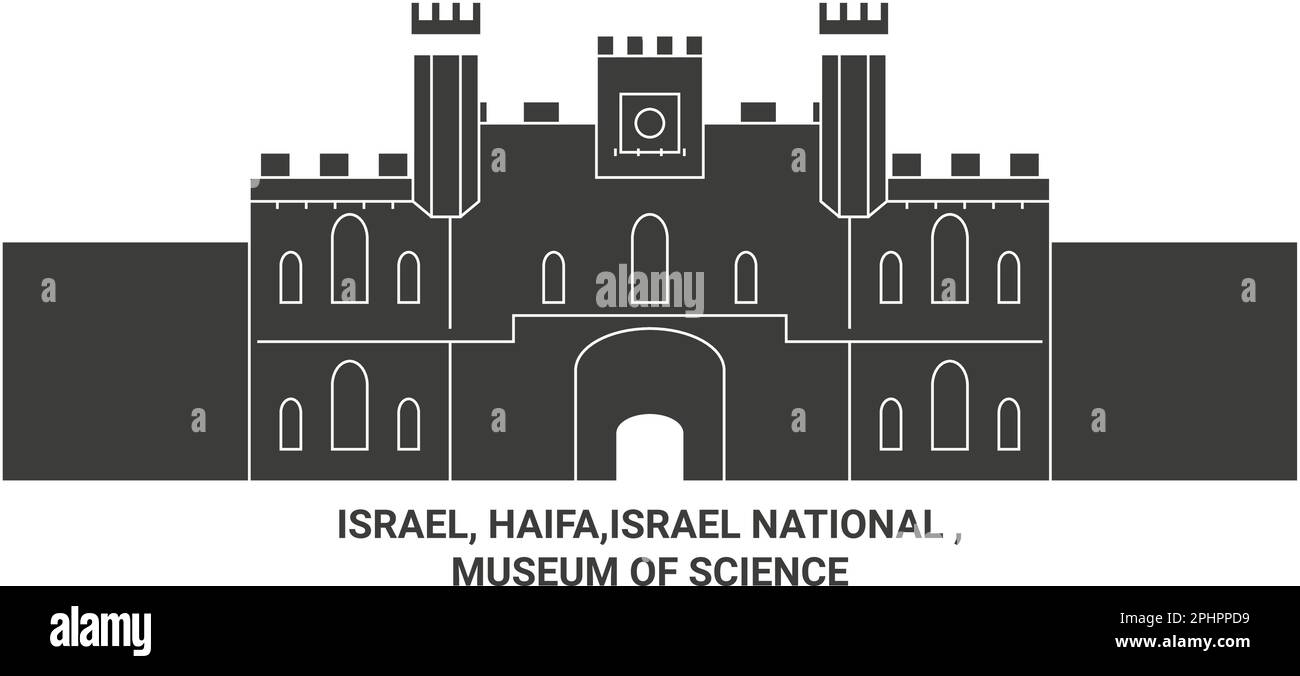 Israel, Haifa, Israel National, Museum of Science, Reise-Wahrzeichen-Vektordarstellung Stock Vektor