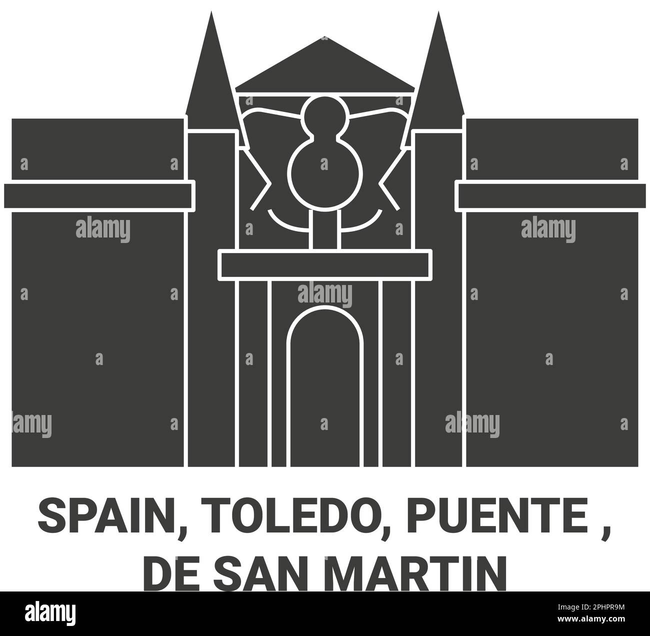 Spanien, Toledo, Puente , De San Martin Reise-Wahrzeichen-Vektordarstellung Stock Vektor