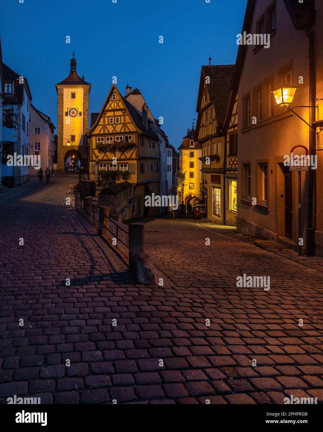 Nachtsicht auf Rothenburg ob der Tauber, die berühmteste deutsche Stadt an der Romantischen Straße, Bayern Stockfoto