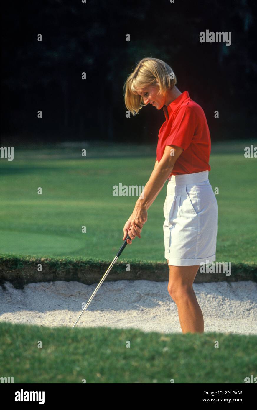 1991 HISTORISCHE GOLFERIN IN SANDFALLE Stockfoto