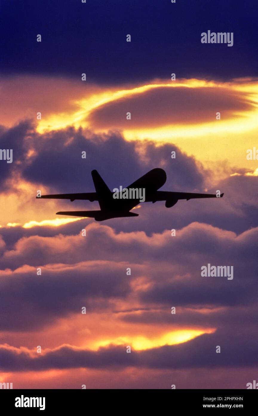 IN DER LUFT BOEING 767 KOMMERZIELLEN PASSAGIERFLUGZEUGEN Stockfoto
